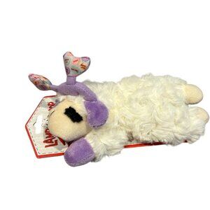 Lamb Chop 6" Plush Squeak Dog Toy Lilac Ears Front Paws Conversation Heart Band